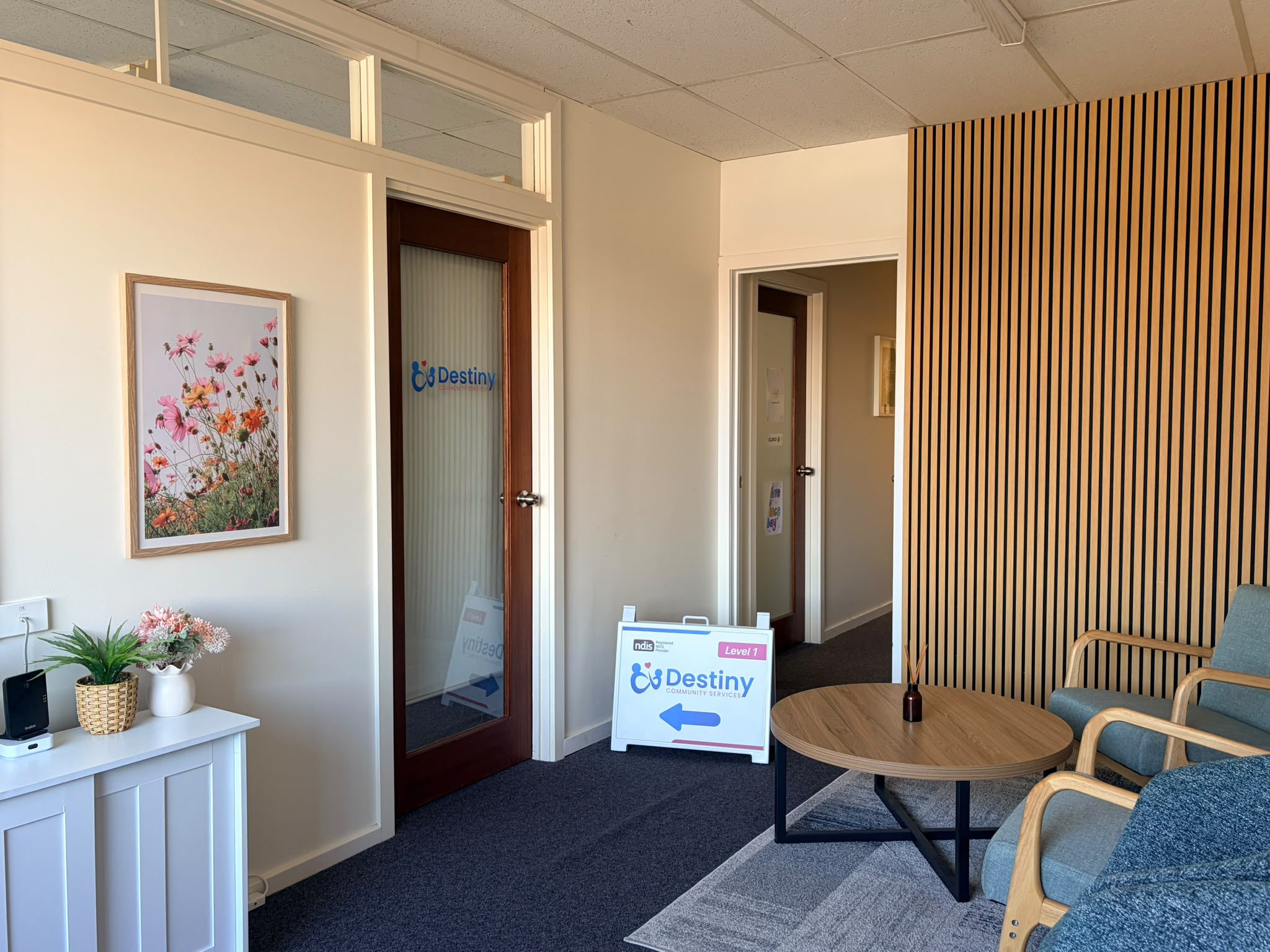 Destiny Community Services office reception and waiting area in Modbury SA